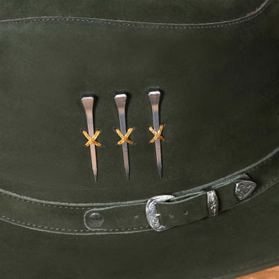 Chapéu Cowboy 3 Cravos em Couro – Semi-curva Verde Musgo | L Jacó 