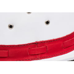 Chapéu Em Couro Modelo Australiano Branco C/ Vermelho L Jacó Au-319