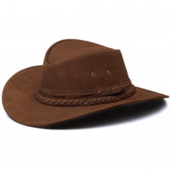 Chapéu Em Couro Modelo Texano Chocolate L Jacó TX-4522