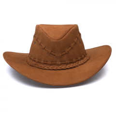 Chapéu Em Couro Modelo Texano Marrom L Jacó TX-457