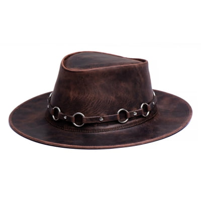 Chapéu Country Rock Marrom Envelhecido Aba Reta L Jacó Ro-356