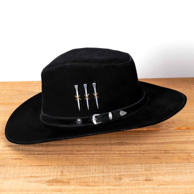 Chapéu Cowboy 3 Cravos em Couro – Semi-curva Preto | L Jacó