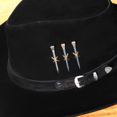Chapéu Cowboy 3 Cravos em Couro – Semi-curva Preto | L Jacó