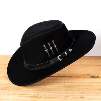 Chapéu Cowboy 3 Cravos em Couro – Semi-curva Preto | L Jacó