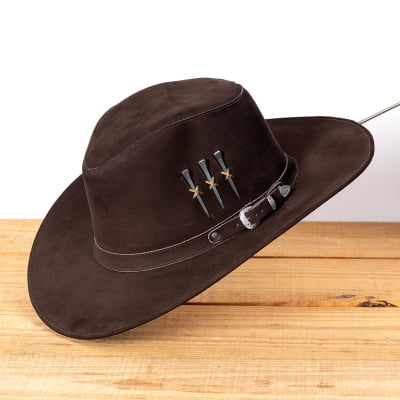 Chapéu Cowboy 3 Cravos em Couro – Semi-curva e Arame | L Jacó